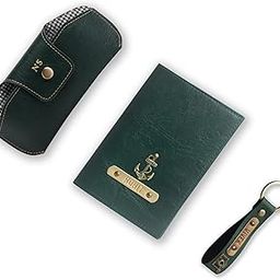 Personalised Gift Hamper For Valentine with Passport Cover, Keychain & Eye Wear Case with Name Charm | Combo Accessories, Gifts For Husband/boyfriend, Client - Forest Green-image-19