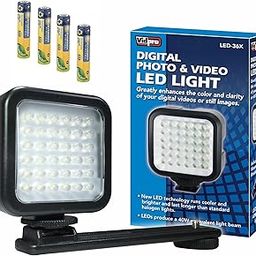 Synergy Digital Lighting Compatible with Panasonic AG-UX180 4K Camcorder Lighting LED-36X On-Camera LED Video Light - with a Pack of 4 AAA NiMH Rechargable Batteries - 1000mAh-picture-0