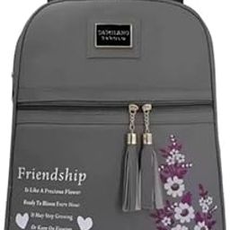 Backpack for Womens,Girls,Kids,Female. Pu Leatherette Fabric Travelling Outdoor, Picnic,School, College Office Work Casual Daily use|Grey,15Ltrs(BP,Friendship, GREY BACKPACK163)-picture-43
