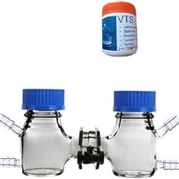 ABGIL Dual chamber H-cell membrane reactor with 4 in/outlets for microbial fuel cell (MFC) with Vacuum Silicone Grease(100gm.). Both Bottles capacity 500ml-23