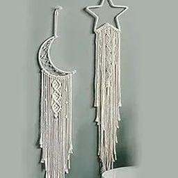 tms Handmade Macrame Star Moon Dream Catcher | TMS-SMD-01 | Boho Wall Hanging Decor, Best Gift for Girls, Friends, Marriege Party, Home, Bedroom, Living Room Decoration 30" L x 10" W-image-72