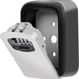 ATHA Key Security Locker Outdoor Storage Box with 4-Digit Resettable Password Code - Metal Key Storage Lockable Box Combination Key Security Lock Box for Home (Grey)-9