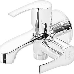 Pixaflo Sting Brass 2-Way Bib Cock 2-in-1 Tap Two Way Two in One Faucet with Wall Flange, Chrome-image-11