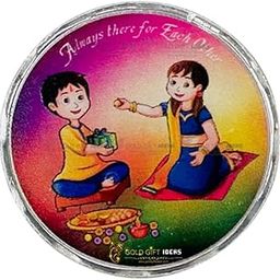 Pure 999 Silver Rakshabandhan Coin for Brother, Pure Silver Coin for Gift, Colorful Rakhi Gift for Sister, Silver Rakhi Coin for Gift (10 Gram)-image-5