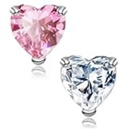 Heart Shape Elegant Combo Zircon Stud Earrings for Girls and Women - Multicolor-image-30