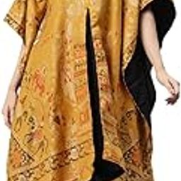 Women Yellow Kani Woven Yoke Design Kaftan KF13_Yellow-image-99