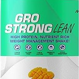Gro Strong Lean – High Protein Weight Management Meal Replacement Shake– 500g | With 27 Vitamins & Minerals, Superfoods, Prebiotic Fiber | Low Sugar, Gluten Free, Stevia Sweetened(Mango Milk Shake)-21