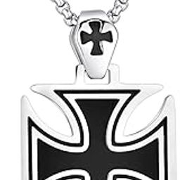 Stainless Steel Templar Knight Cross Pendant Biker Mens Womens Necklace 24Inch Chain Silver-image-60