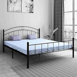 SHALIGRAM ARTS Iron Frame King Size Bed Without Storage for Bedroom || Iron Designer Heavy Duty Iron Double Bed Palang Cot for Home and Hotels (Bed Frame Only, Black)-image-3