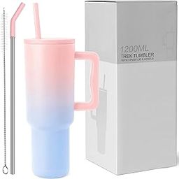 CTN Enterprise Tumbler with lid and Straw 1200ML Cup Stainless Steel Vacuum Insulated Tumbler for Water, Iced Tea or Coffee 1.2L Office Gym Travelling (Pink Blue)-image-98