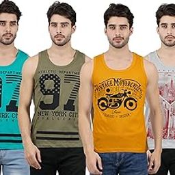 Men's Cotton Regular Fit Printed Vest (Pack of -4)-image-82