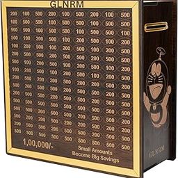 GLNRM Wooden Money Saving Box - Cash Saver Money Box with Counting Target, ₹1,00,000 Savings Challenge Piggy Bank, Cash Vault Savings Box, Unique Decorative Savings Box (Model 3)-image-74