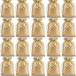 2.5×3.5 inch (Pack of 100) Drawstring Golden Polka Premium Potli, Eco-Friendly Handmade Trendy Pouch For Women, Girl, Return Gift, Diwali, Haldi, Wedding, Party Favor, Dry fruit(Cream) (100)-image-35