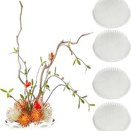 Calsoling 4 Pieces Flower Frog Transparent Flower Arrangement Holder, Round Pin Flower Holder Floral Arranging Frog with 3 Suction Cup from Japanese Ikebana Art for Home Plant Decoration DIY Craft-picture-18