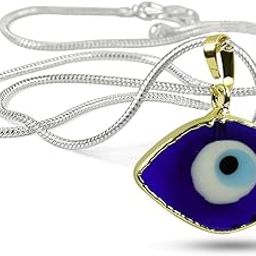 Evil Eye Pendant, Eye Shape Blue Turkish Evil Eye Pendant with Metal Chain, Evil Eye Pendant Necklace for Women Men Lucky Protection (Color : Multi)-image-93