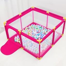 HEVASNEK Baby Playpen with Balls – Portable Play Yard with Mesh Panels for Safety & Visibility, Indoor/Outdoor Toddler Activity Fence for Boys & Girls (Pink)-image-37