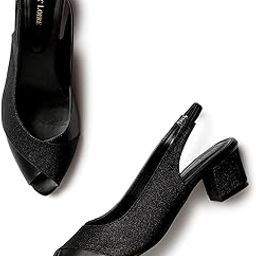 Women's Slip On Shimmer Peep Toes Block Heel Fashion Sandals for Casual, Outdoor, Party and Holidays-image-1