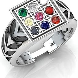 Attracts Money Original Nau-Ratna Gemstones Silver 925 Rings for Men Adjustable Ring Size With 925 Stamp and Certificate Of Authenticity Nuri-image-95