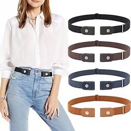 4 Pieces No Buckle Elastic Stretch Belts for Men Women, Comfortable Buckle Free Invisible Belts for Jeans Pants-picture-23