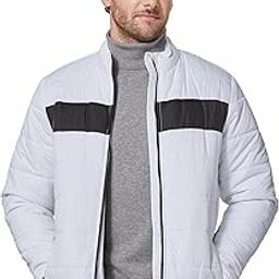 Polyester Men's Quilted Standard Length Bomber Jacket (Previously House & Shields) White Xl, X-L-image-92