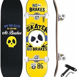 Jaspo No Brakes 31 X 8 Inches Canadian Maple 7-Layer Skateboard Complete Fully Assembled Kids/Boys/Girls/Youth/Adults Â– Made In India (No Brakes) - Multicolor-86