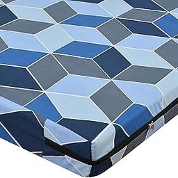 ASIAN Handloom Cotton 6x3 feet Cotton 300TC Mattress Cover 72x36x4 inch Single Bed Protector with Zip/Chain(1 pc Single 72x36x4 Printed, Printed) Color- MultiBlue-image-76