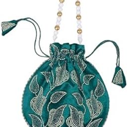 Embroidered Potli Bag for Women Potli Purse with Pearl Beaded Handle Bridal Potli for Wedding-image-69