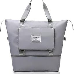 Foldable Travel Duffel Bag, Large Capacity Folding Bag, Lightweight Waterproof Carry Luggage (K Grey)-image-14