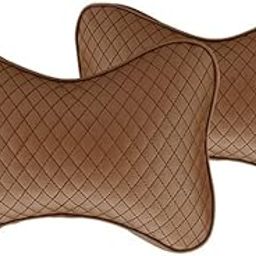 Blessing Pack of 2 pcs Car Neck pillowCar Neck Rest Pillow Head Rest Cushion for Car Seat with Soft PollyFiber Filling and Elastic Stripes (Car Neck Pillow Brown)-15