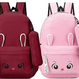 Mint Multicolor Bunny Backpack for Girls | Cute Cartoon School Bag with Ears & Pencil Case | Lightweight & Durable Kids Combo Pack of 2-image-106