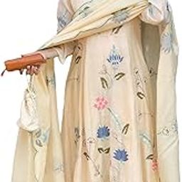 Women's Chanderi Anarkali Printed Kurta with Pant & Dupatta-52
