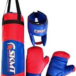 SKMT Never Lose Until You Win PVC Kids Boxing kit Blue Red (Punching Bag, Gloves and Headgear, Age 2-8 Years)-image-61