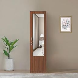 Nilkamal Joyce 1 Door Wardrobe with Mirror | Engineered Wood Almirah | 4 Shelves & 1 Drawer | 1 Year Warranty | Walnut-image-42