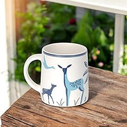 CRAF10 Blue Stag Ceramic Tea/Coffee Mug – Single Piece, 330 ML, Elegant & Durable, Office use-25