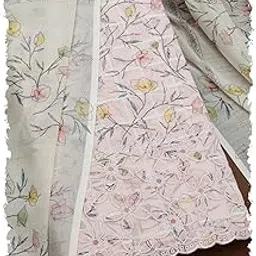 soch Womens Linen Floral Unstitch Dress Material With Thread Work-picture-7