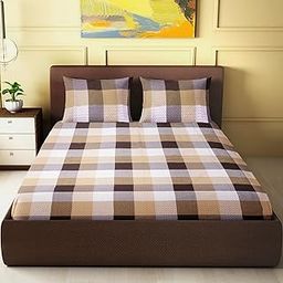 Saras Aajeevika 100% Pure Cotton Double Bedsheet - 90 x 100 Inch Queen Size with 2 Pillow Covers|290 GSM Heavy Quality Soft & Breathable Fabric Handwoven Checked Design Premium Bed Sheet-image-51