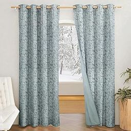 Amazon Brand - Solimo Polyester Velvet Copper Printed Door Semi Sheer Grommet Curtains (Pack of 2, 7 Feet, Grey)-image-77