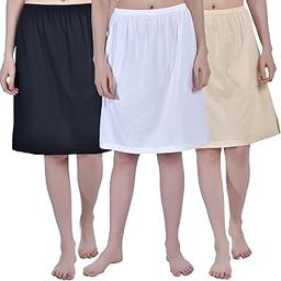 Women's Cotton Knee Length Skirt Slip - Pack of 3-image-39
