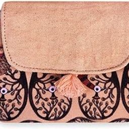 Women's Mini Wallet | Made of Printed Canvas Fabric | Perfect for Business and ID Cards, Coins, Keys Etc | Trendy and Stylish Design (Orange)-5