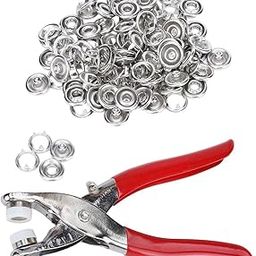 LIMBANI BROTHERS™ 100pc Silver Button Thickened Snap Fasteners Kit Metal Copper Five Claw Buckle Set with Hand Pressure Pliers Tool DIY Sewing Buttons Set for Clothing Sewing (only Silver Button)-picture-7