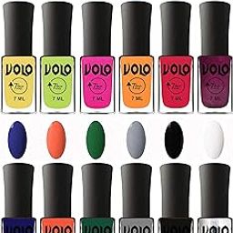Volo Nail Polishes Set of 12 Unique Long Lasting Colors Modern Shades Multi colors-picture-5
