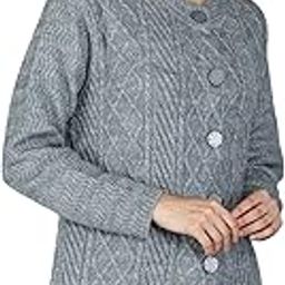 Women Woolen Long Coat Warm Fabric Cardigan Winter Wear Pure Wool Solid Sweater For Women Wool Free Size Cotty Fully Warm Cardigans With Side Pockets (3XL, GREY), Round Neck-picture-33