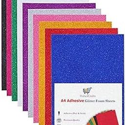 Glitter Foam Sheets Craft Foam Craft EVA Foam Shiny Glittery Sparkle Colour Flexible Soft Touch Easy Cut Card Making Art Crafts 210mm × 297mm A4 Size 1.8mm Thick (Assorted Adhesive)-image-3
