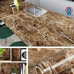 Brown Gloss Self Adhesive Marble for Almirah/Fridge/Wall/Table/Cupboard Decorative Furniture Interior & Renovation Projects (2 x 8 Feet)-picture-30