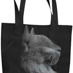 Aim D Game Canvas Tote Bag Black with Cat Portrait Design, for Women Ladies Girls for School, College, Office, Travel, Shopping, Daily Use,-39