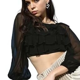 Women Black Solid Tops-image-19