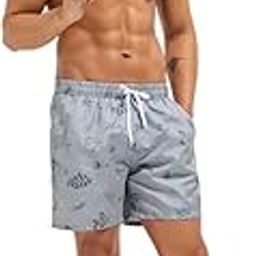Men's Printed Swim Shorts with Drawstring Closure-image-80