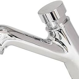 D&B Bathware Pressmatic Full Brass Push Button Basin Pillar Tap for Bathroom Premium Silver Chrome Plated Finish – Extra Heavy | Auto Close Touch On Tap | 5 Years Manufacturer Warranty-image-12