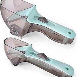 NESTIC Adjustable Measuring Cups and Spoons Sets, Kitchen Tool Plastic Scoop Measuring Cup, Measuring Spoon for Baking, Cooking, Coffee, Sugar, Salt, Powder (Small+Large)-32