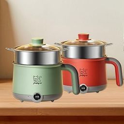The Style Sutra Electric Hot Pot with Steamer Hotpot Ramen Cooker for Fried Rice Ramen Grey Green-11